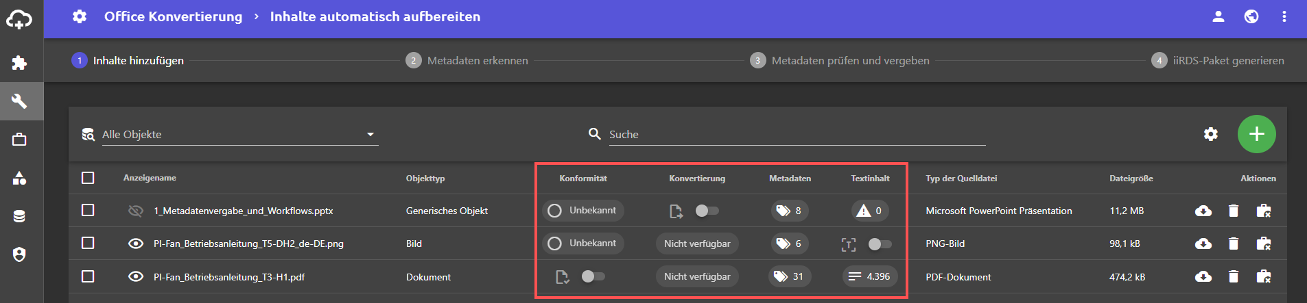 Anzeige Konvertierung.