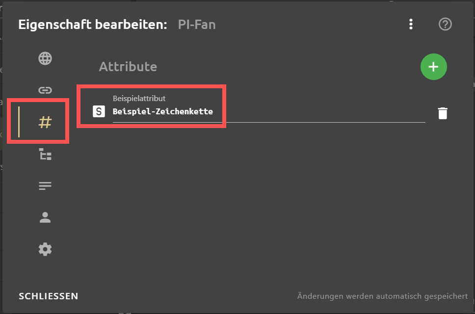 Bereich 'Attribute' im 'Eigenschaft bearbeiten'-Dialog