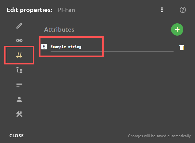 'Attributes' area in the 'Edit property' dialog