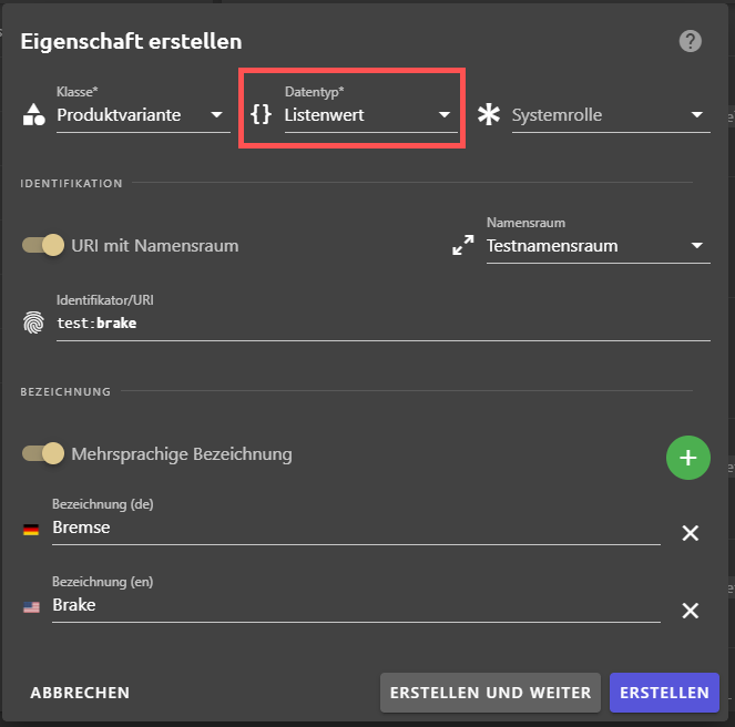 Datentypen von Eigenschaften