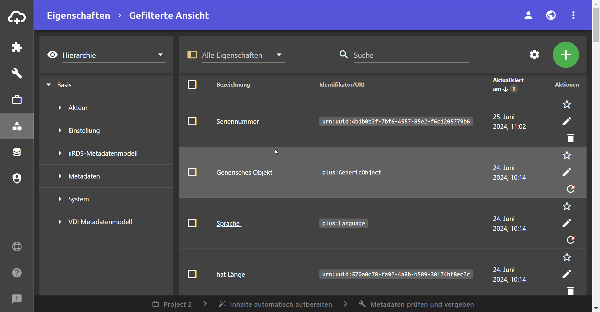 Neues Metadatum manuell erstellen.