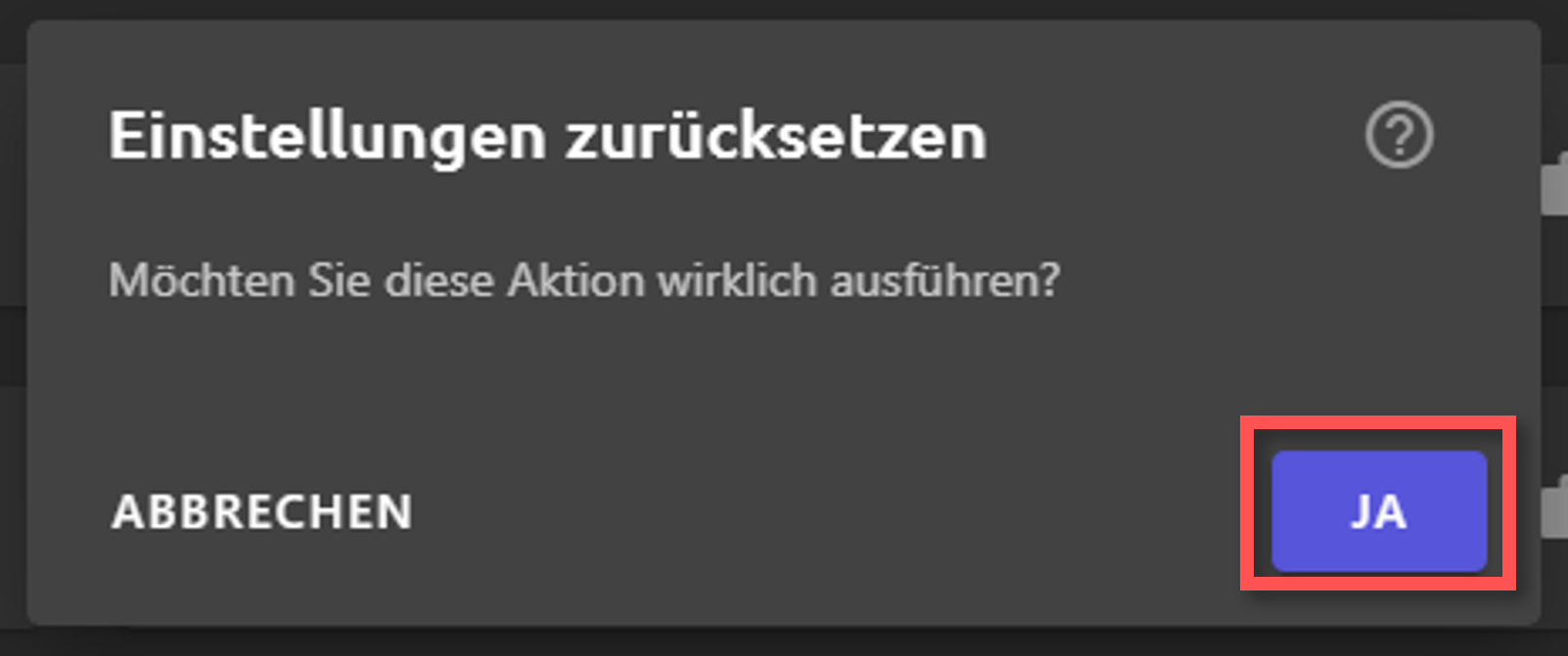 Einstellungen zurücksetzen