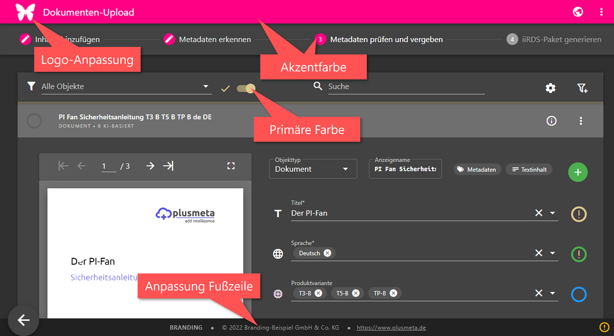 Branding der Freigabe-Link-Oberfläche