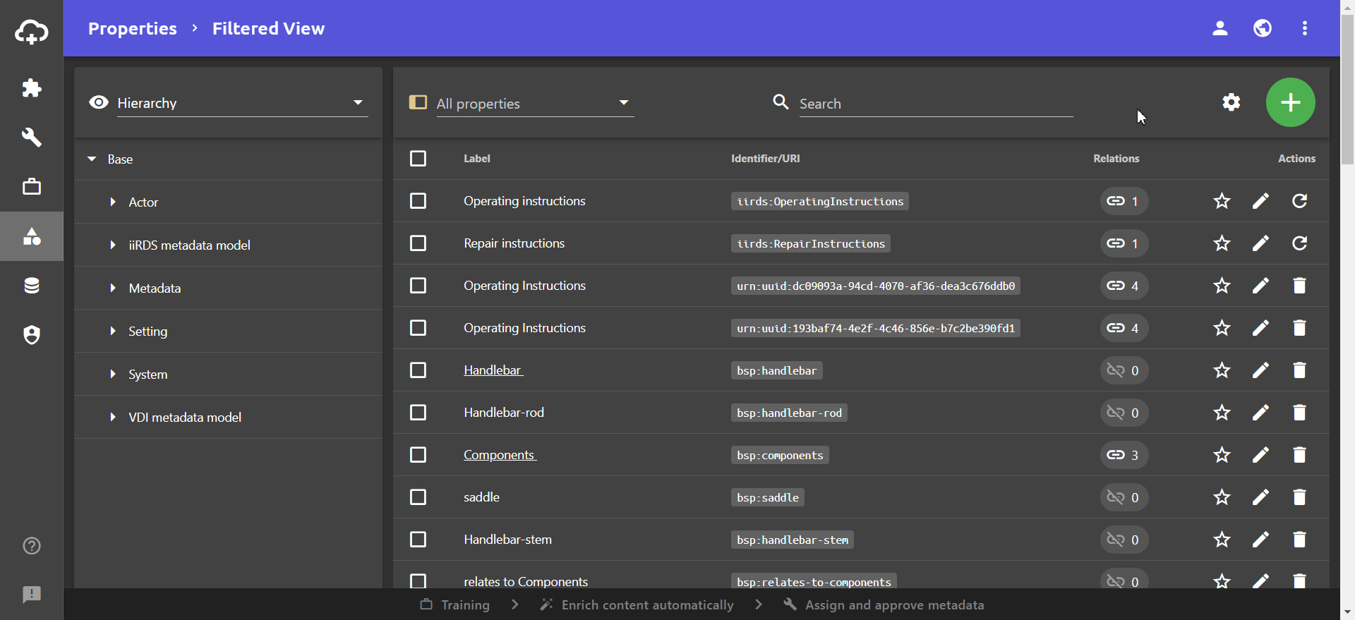 Show indicators as a column in the properties view.
