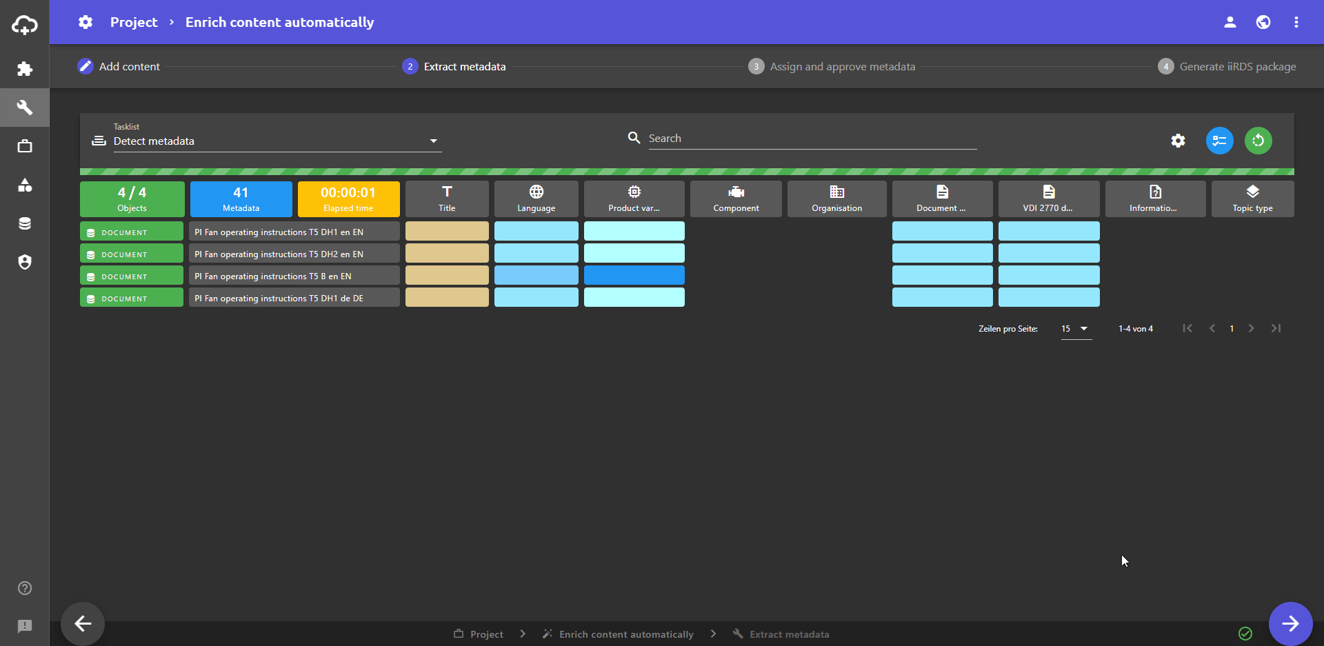 Example of what a complex identity for objects looks like in the Assign and approve metadata workflow step
