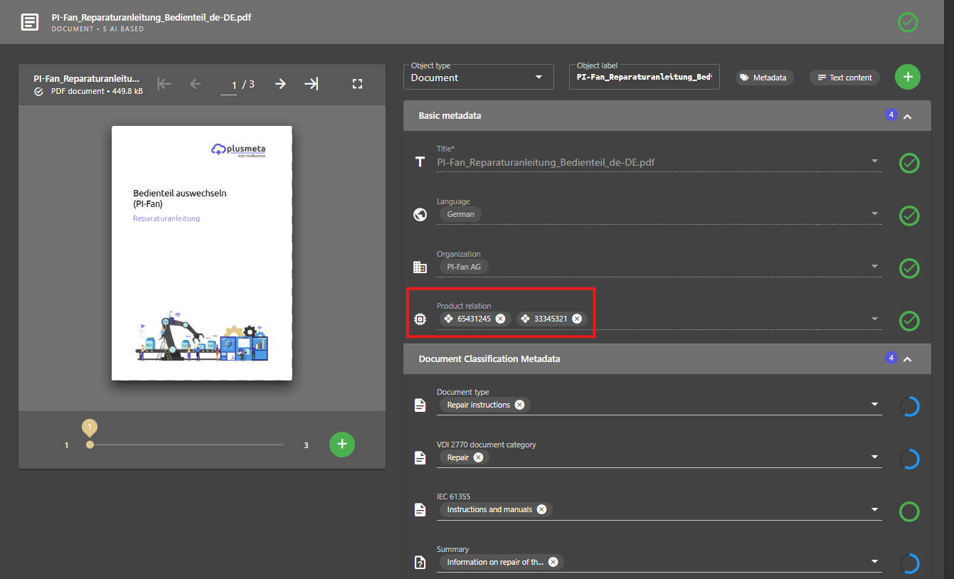 Project progress in the workflows view