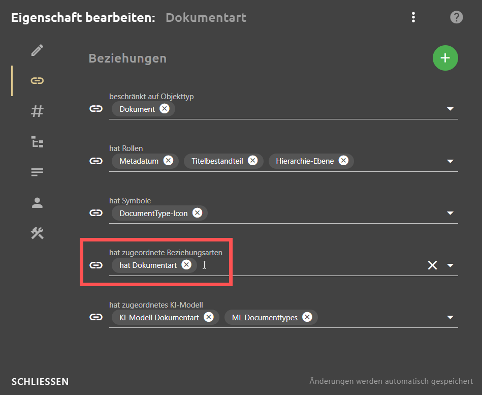 Passende zugeordnete Beziehungsart am mappenden Metadatum.
