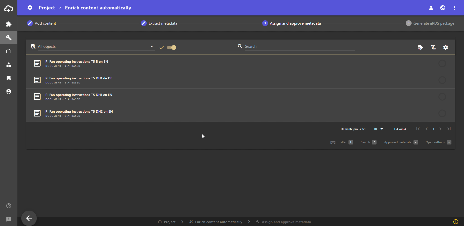 Assign and approve metadata view