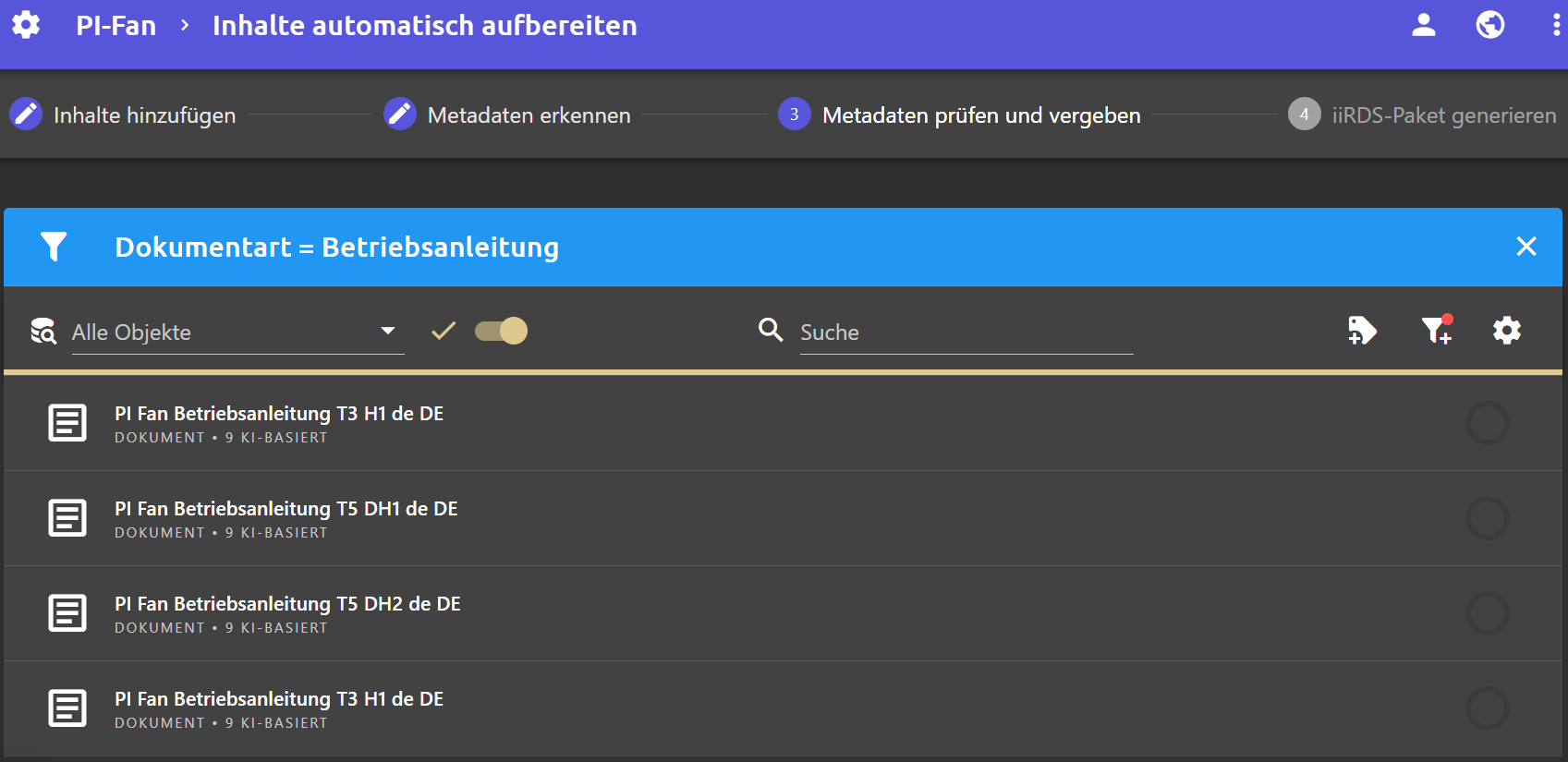 Objekte nach Metadaten filtern
