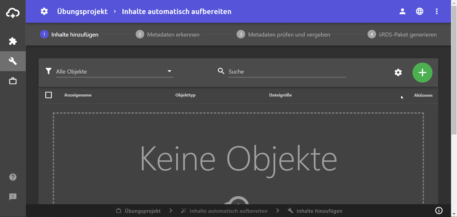 Objekte aus Projekt hinzufügen
