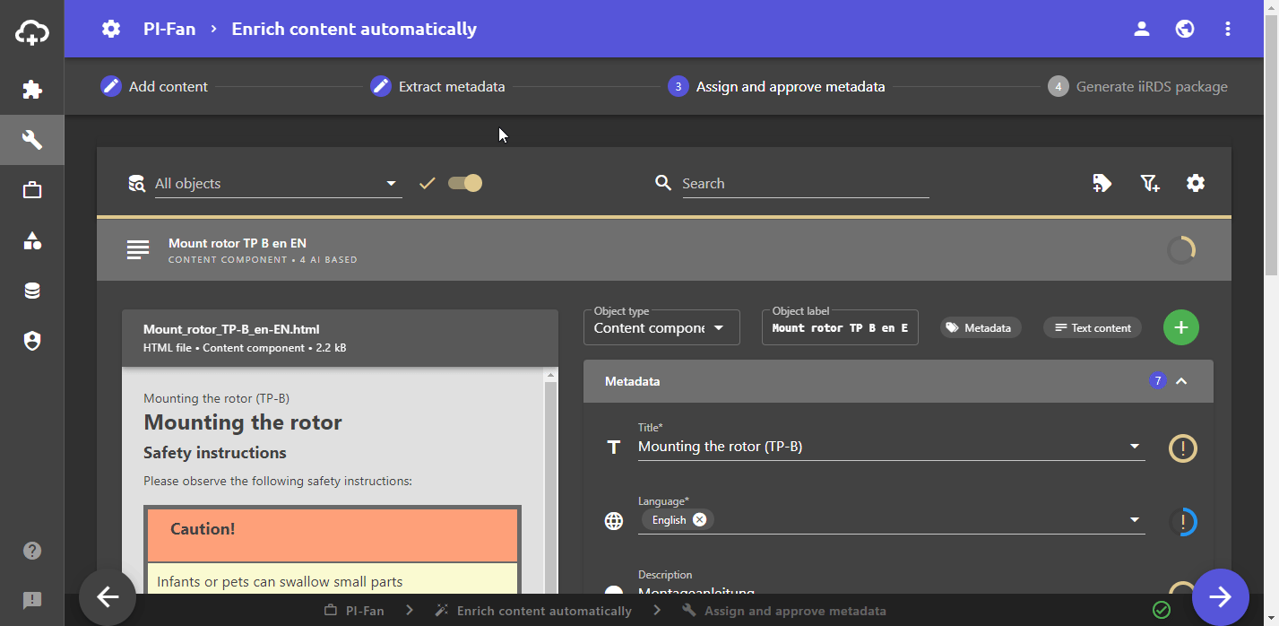 Changing the project configuration in the Work view