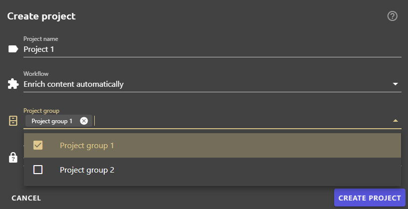 Create project groups