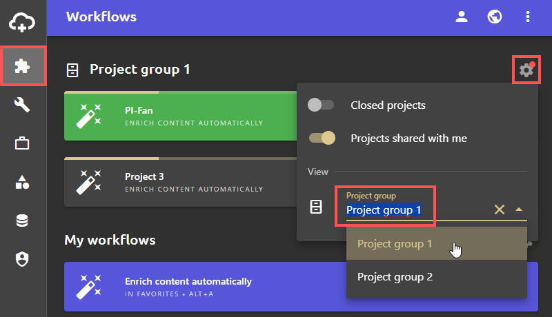 Project groups in projects