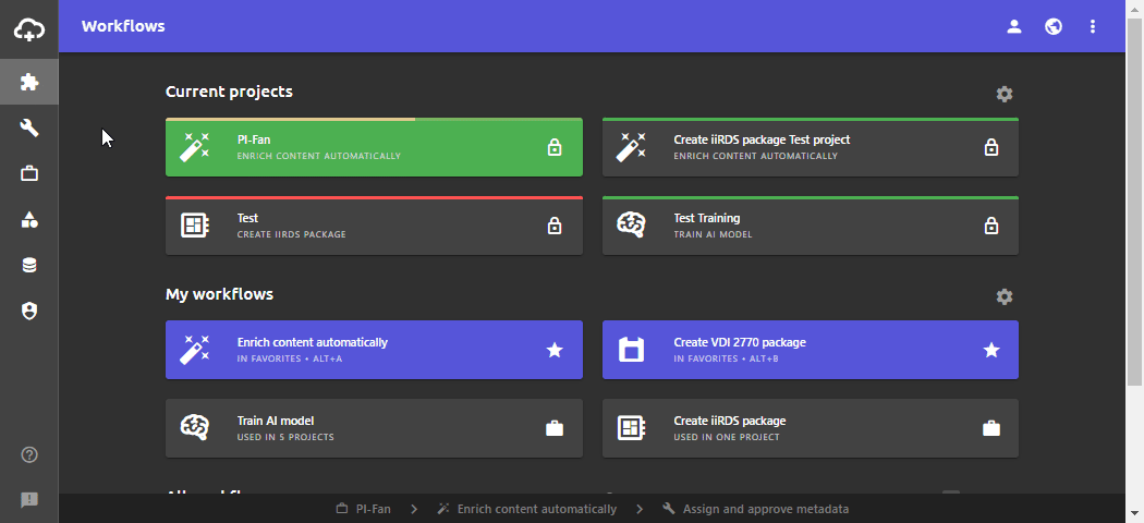 Manually adjusting a projects status in the projects view.