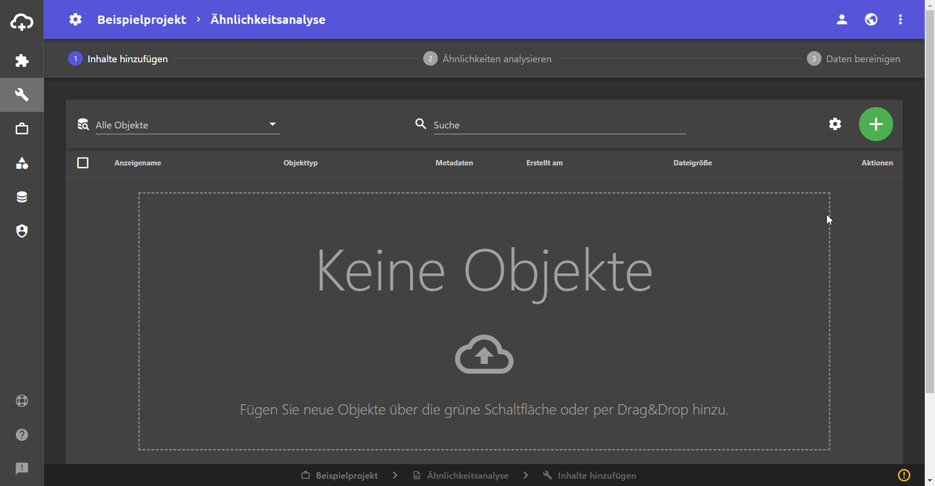Workflow-Schritt: Inhalte hinzufügen