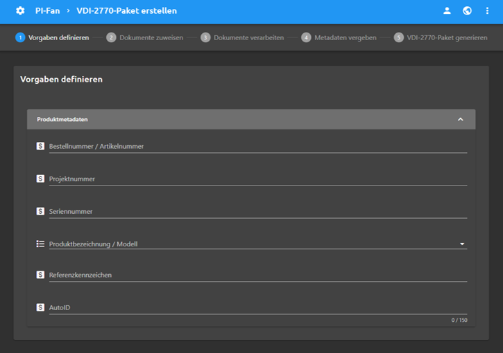 Workflow Schritt: Vorgaben definieren
