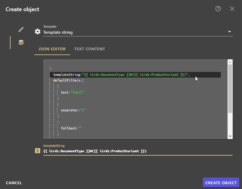 Configure composite character strings